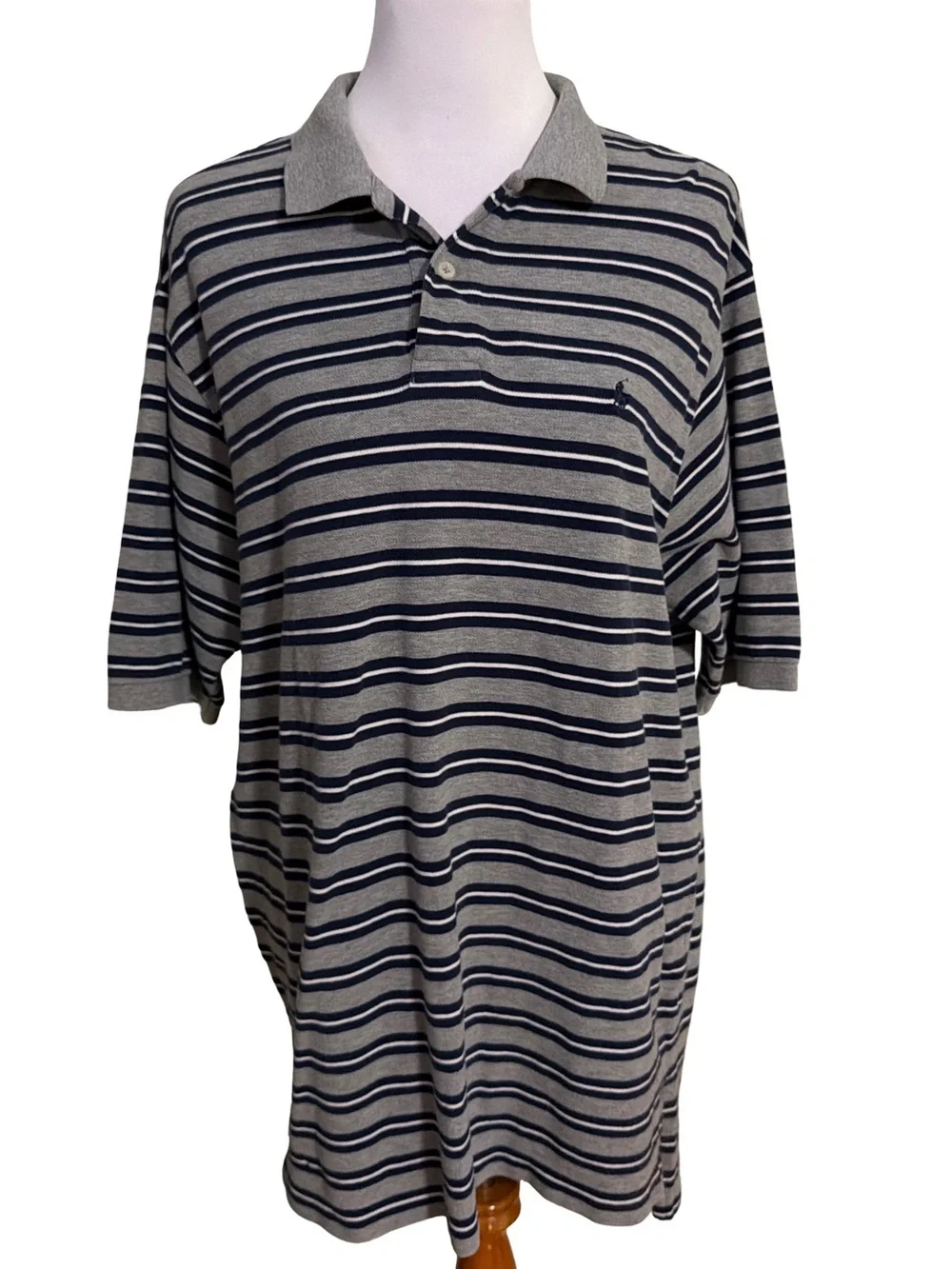 Ralph Lauren Grey and Navy Striped Polo